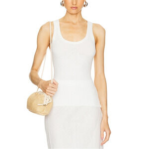 Enza Costa 'Military' White Rib Bold Tank Size S